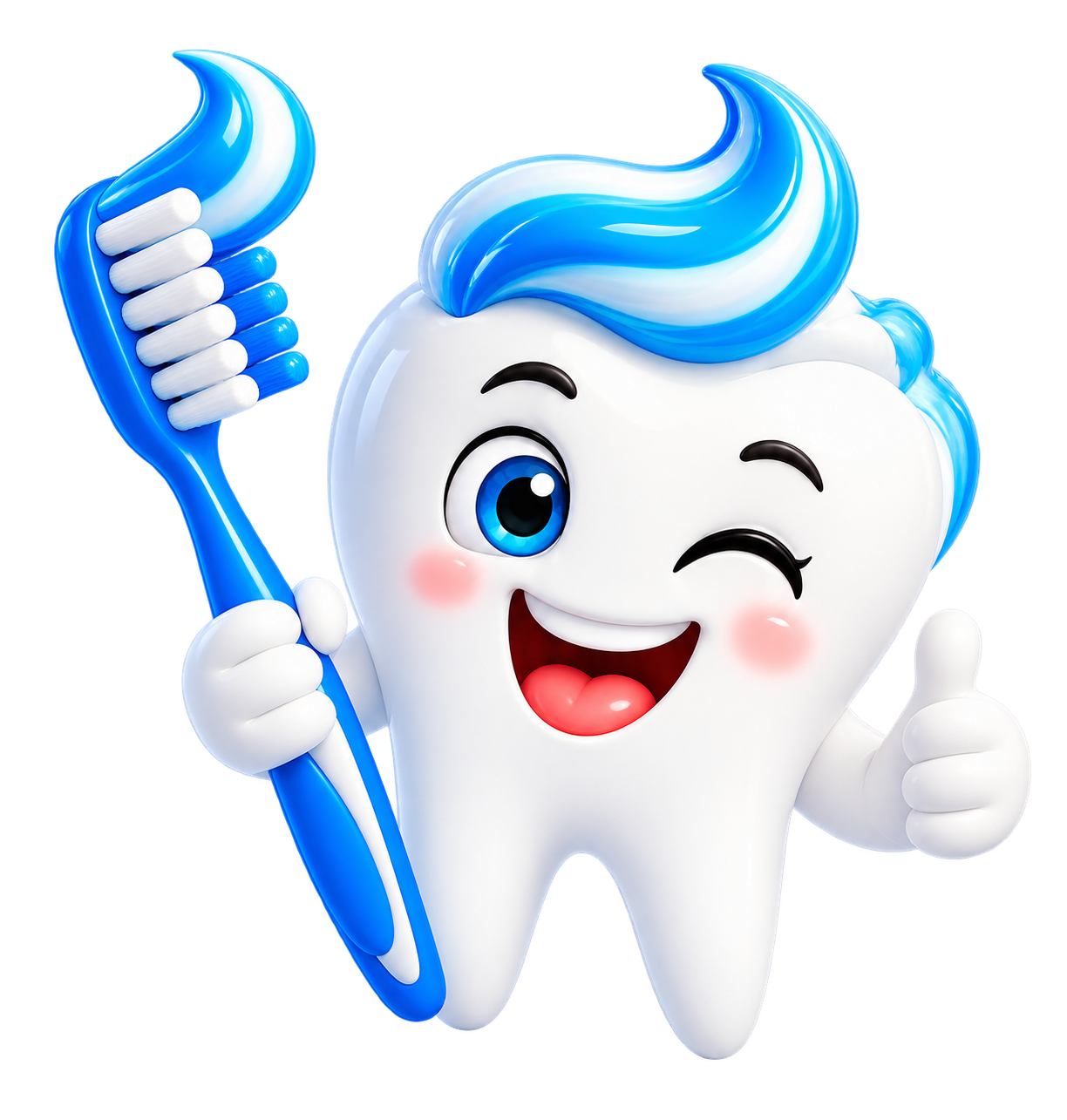 Diente sonriente con un cepillo azul