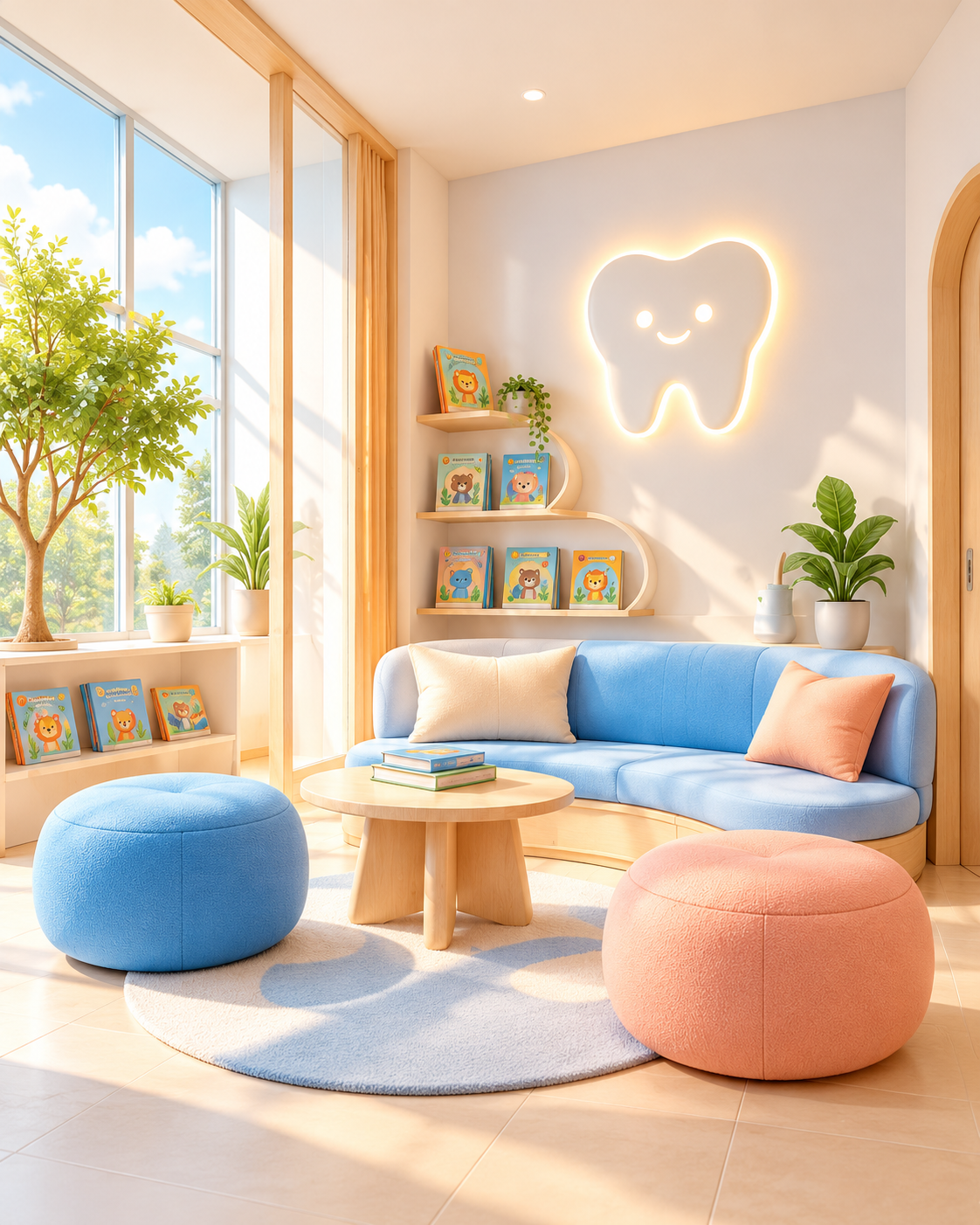 Ilustración conceptual de una sala de espera infantil